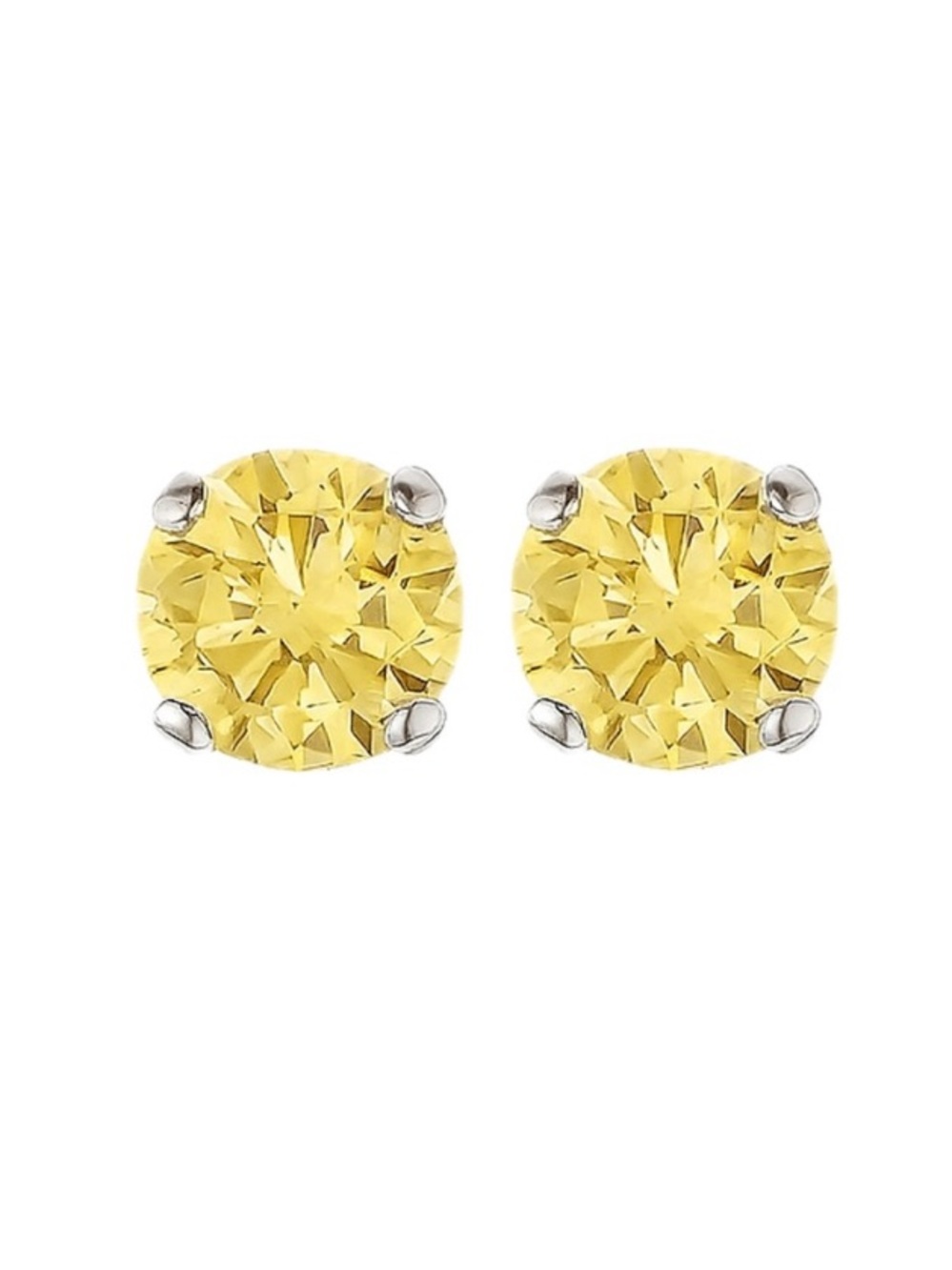 Yellow CZ Stainless Steel Stud Earrings 6mm 20G - Picture 4 of 4